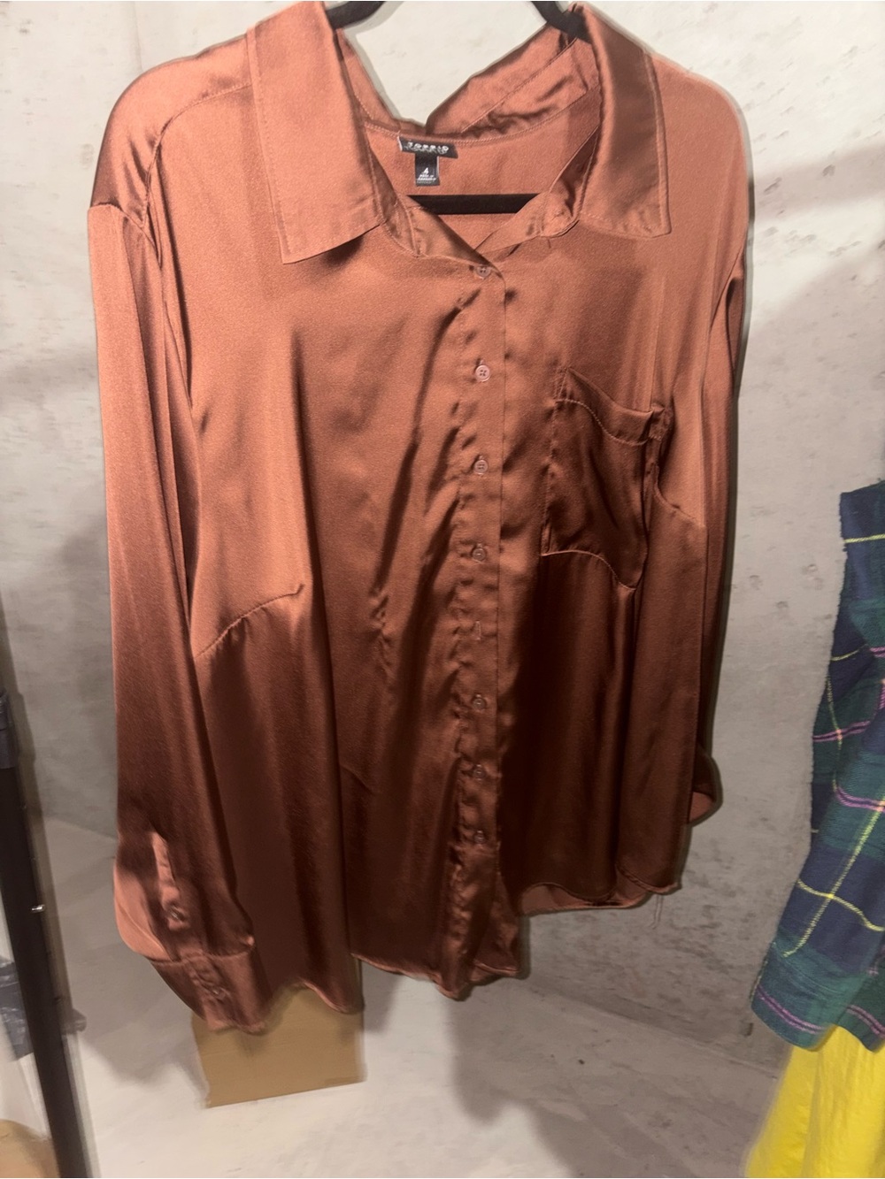 Silky Rust Brown Button-Up Shirt